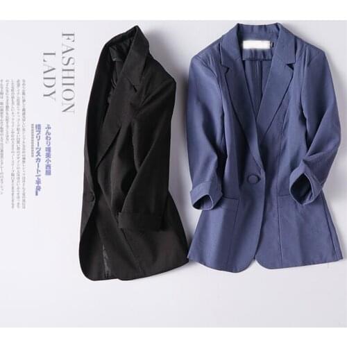 White Black Women Linen Blazers And Jackets New Spring summer Fashion Single Button Linen Blazer Femenino Ladies Blazer Female