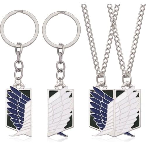 DZ1851 Japanese Anime Attack on Titan Pendant Keychains Key Chain Keys Ring Key Holder Creativity Enamel Charm Jewelry Gifts