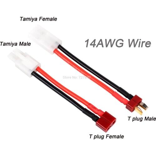 RC Parts Plug Cable 8cm T Plug Female / Male to Tamiya Male / Female Adapter Cable 14AWG Wire RC Accessories car For FPV Drone