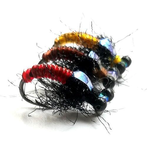 KKWEZVA 18pcs Fly Fishing Lure Insects Style Salmon Flies Trout Single Nymph Hooks Wet Fly Fishing Lures Fishing Tackle