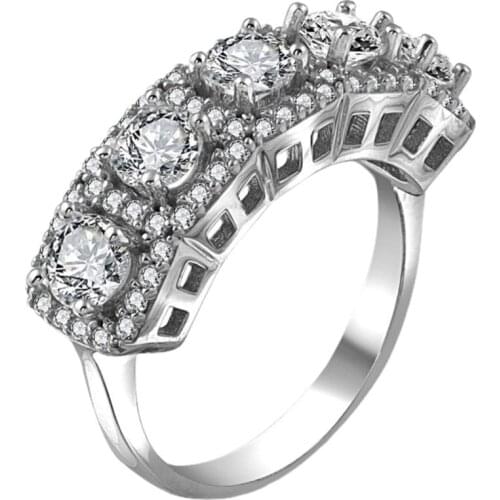 Custom Design Top Quality Five Stone Swarovski Cubic Zirconia 925 Sterling Silver Ring