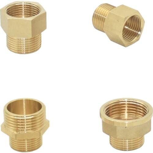 Brass 1/2 3/4 Male To Female Connector 1inch To 3/4" Reducing Connector Metal Pipeline Repair Extension Adapter 1pcs