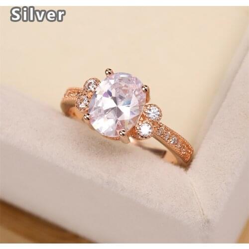 Best selling European and American S925 silver plated rose gold wedding ring zircon lady light green goose egg crystal jewelry
