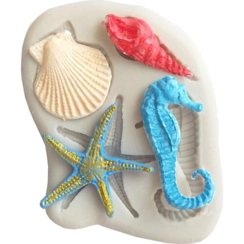 Sea Animals Shell Silicone Candy Clay Gumpaste Sugar Fondant Molds Party Cake Decorating Tools