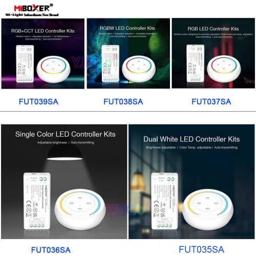 Miboxer Single color/CCT/RGB/RGBW/RGB+CCT LED Controller Kits DC12V 24V Strip Lamp Bulb mini dimmer switch+2.4G Sunrise Remote