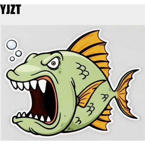 YJZT 14.5CM×11.9CM Decal Marine Fish Open Their Mouths For Food PVC Car Sticker 11C-0190
