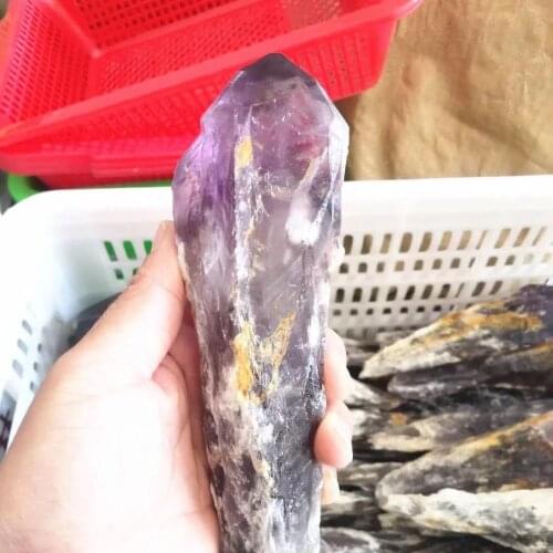 MOKAGY Natural Amethyst Raw Mineral Specimens Crystal Purple Wand Rough Quartz Healing 1PC