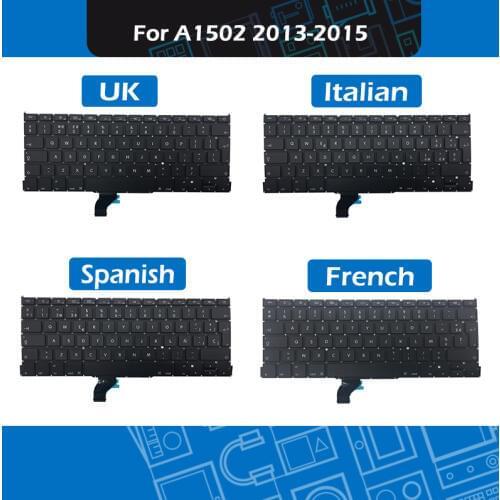 Full New For Macbook Pro 13" A1502 Replacement Keyboard UK French Spanish Italian Layout 2013 2014 2015 EMC 2678 2875 2835