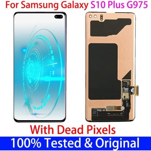 Original S10 PLUS Amoled S10PLUS G975F G975U LCD For SAMSUNG Galaxy S10 G973F G973U Display+Touch Screen Digitizer Assembly+dot