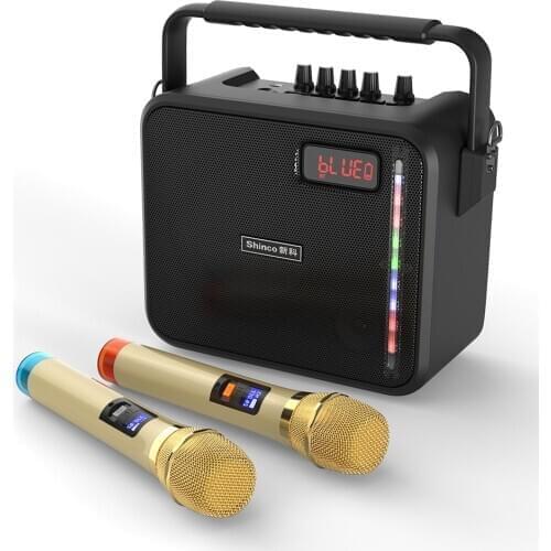 Shinco Karaoke Speaker Portable Wireless PA System Powered Speaker with 2 UHF Microphone and Remote Control