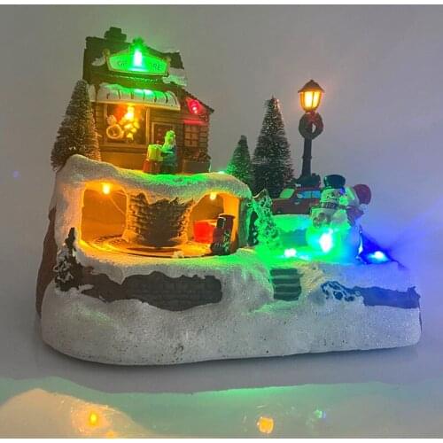 Christmas Snow Music House Light Merry Christmas Decorations Cristmas Ornaments For Home As Gifts New Year 2022 Landscape House