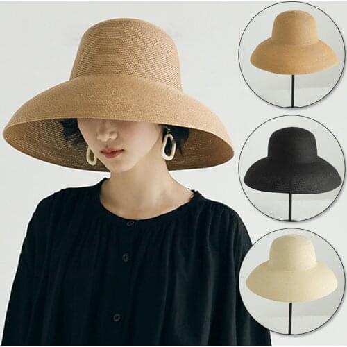 Japanese Style Summer Sun Hat Big Eaves Beach Holiday Casual Foldable Straw Hat Handmade Casual Anti-UV Cap For Women Girl