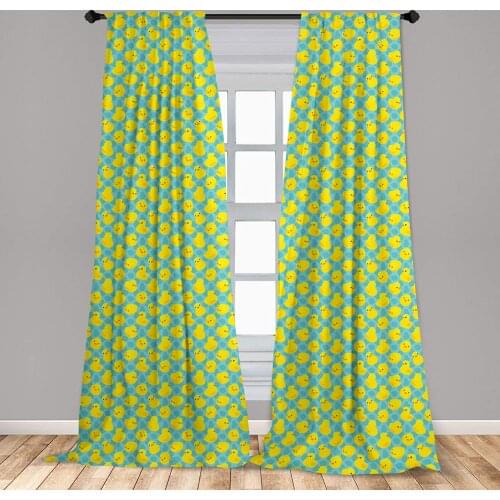 Duckies Window Curtains Bathroom Toys Rubber Ducks on Abstract Spotted Surface Window Drapes with Rod Pocket