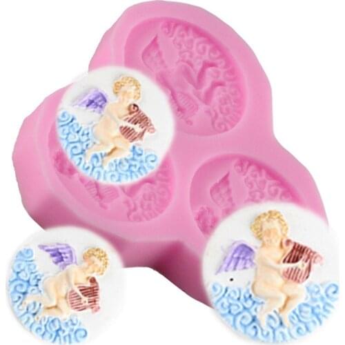 3 Hole Angel Resin Flower Silicone Mold Fondant Molds Sugar Craft Tools Chocolate Mould Soap Candle Molds For Cakes