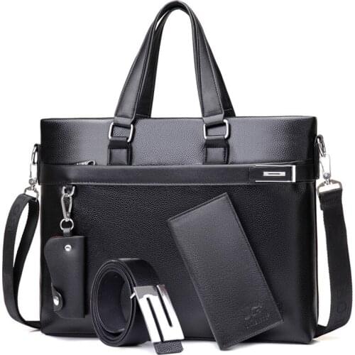 Stylish Style Mens Leather Handbag Briefcase Laptop Shoulder Messenger Bag New High-Capacity Waterproof 2020 Hot New