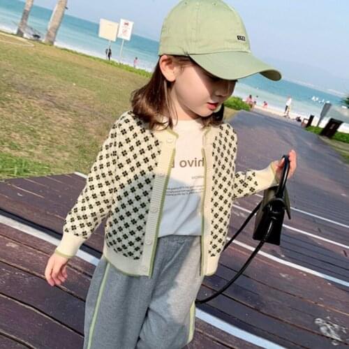 Sweater O-neck Collar Full Sleeve Plaid Pullover Cotton New Fashion Warm Cute Simple Comfortable Spring Autumn Kids Girls