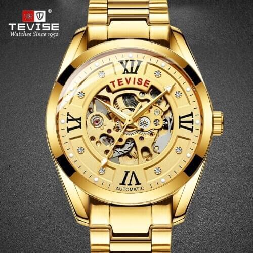 TEVISE 2020 Brand Men Watch Skeleton Mechanical Automatic Men Clock Stainless Steel Business Male Wristwatch relogio masculin