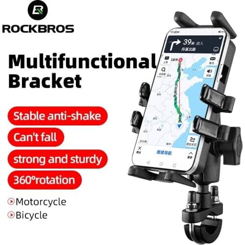 ROCKBROS Bike Phone Holder Motorcycle Bicycle Phone Holder Cycling Handlebar Stand 360°Adjustable Bracket 3.5-7 Inch Phone Stand