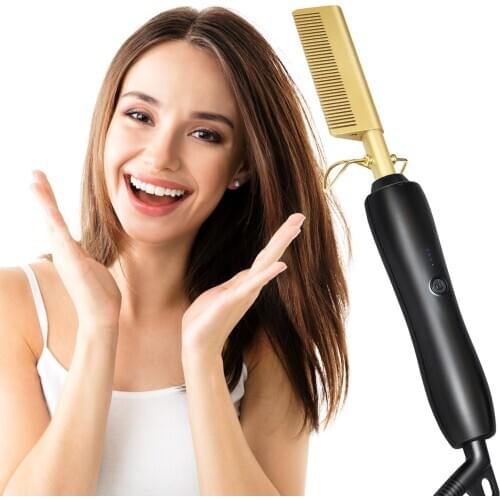 Hair Straightener Hot Comb Straightening Brush Wet Dry Dual Use Hair Straight Styler Corrugation Curling Iron Hair Curler Comb