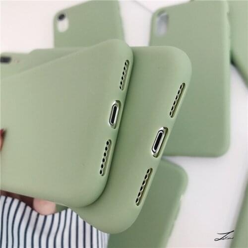 Bean green Matte Phone Case For iphone 11 12 Pro XS Max XR X 8 7 6S 6 Plus SE 2020 Silicone Cases Solid Color Soft Back Cover