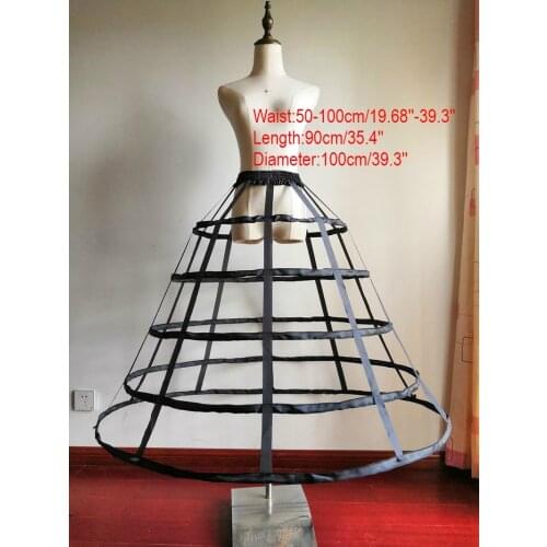 Women Gothic Lolita Birdcage 5 Hoop Petticoat Underskirt Medieval Victorian Circle Fishbone Crinoline Pannier