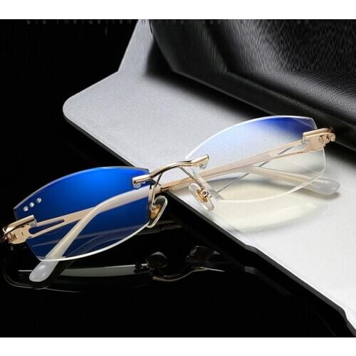 Titanium Frame Ultra Light Rimless Frame Diamond Cut Women Luxury Reading Glasses +0.75 +1 +1.25 +1.5 +1.75 +2 +2.25 +2.5 to +4
