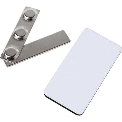 10Pcs DIY Sublimation Blanks Magnetic Business Name Tag for Heat Transfer Printable Name Label Magnetic ID Name Tags Kit