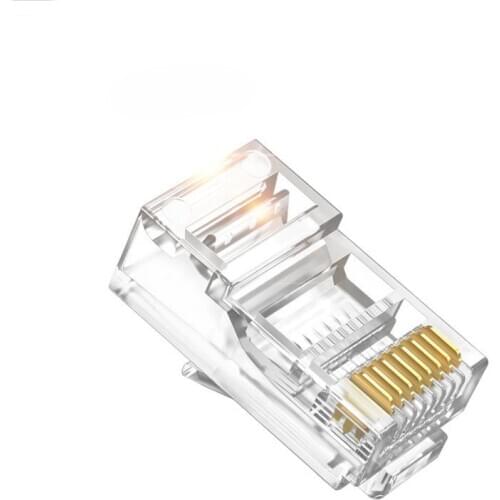 1000PCS RJ45 RJ-45 Ethernet Network Cable Head Modular Plug Transparent Cat6 8P8C 8PIN Copoer Gold Plated Leads Connector