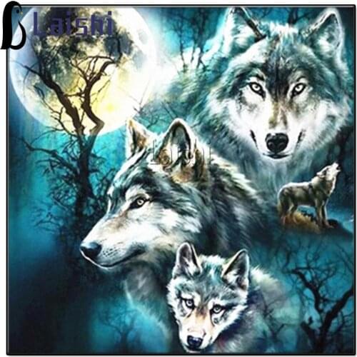 5D Diamond Painting moon Wolf Horse 3D Diamond Painting Round Square Rhinestones Diamond Painting Embroidery Animals Mosaic