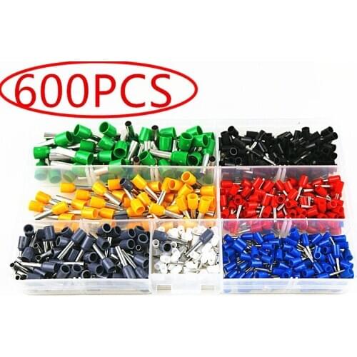 600Pcs Insulated Cord End Terminal Bootlace Cooper Ferrules Kit Set Wire Copper Crimp Connector