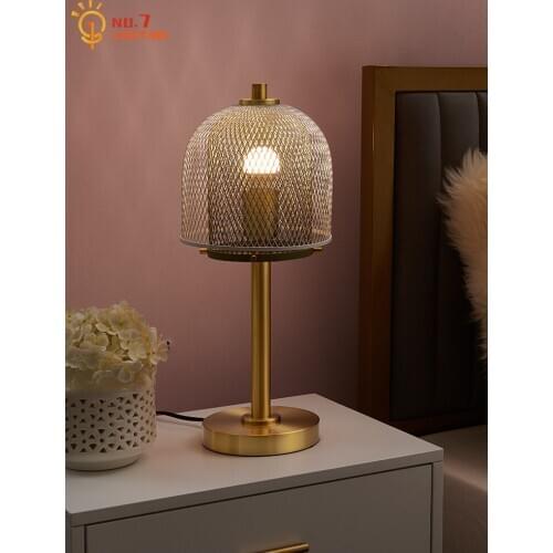 American Luxury Gold Lustre Table Lamp Iorn Net Led E27 Modern Desk Lights Art Decor Home Bedroom Bedside Background Cafe Study