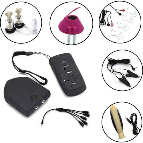 Wireless Remote Control Electric Shock Pulse Anal Plug Breast Massage Pads Nipple Clamps Electro Vibrator Stimulation Sex Toys