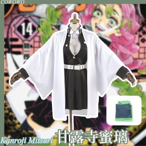 Anime! Demon Slayer: Kimetsu no Yaiba Kanroji Mitsuri Battle Suit Kimono Uniform Cosplay Costume For Women New Free Shipping