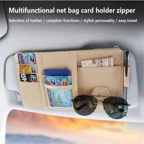 Car Sun Visor Storage Bag Multi-Function Car Storage Bag Card Holder Glasses Holder Mobile Phone Box Car ID Bag Storage