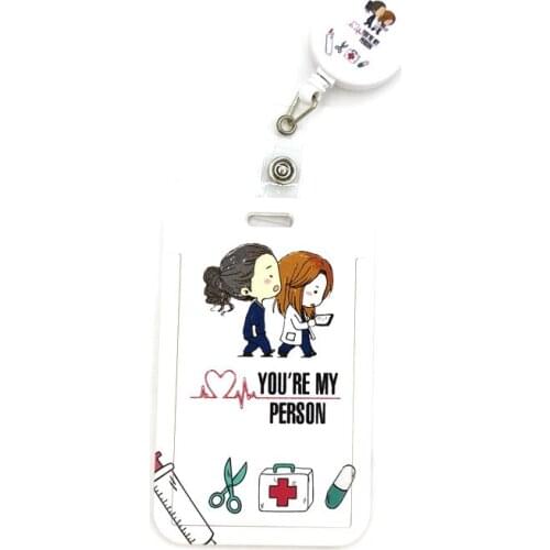 Greys Anatomy Cute Credit Card Cover Lanyard Bags Retractable Badge Reel Student Nurse Name Clips Card ID Card Holder Chest
