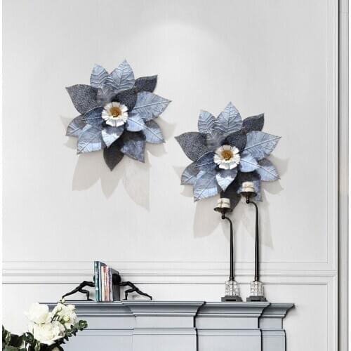 European restaurant 3D iron flower wall decoration light luxury style warm sofa background pendant home decoration