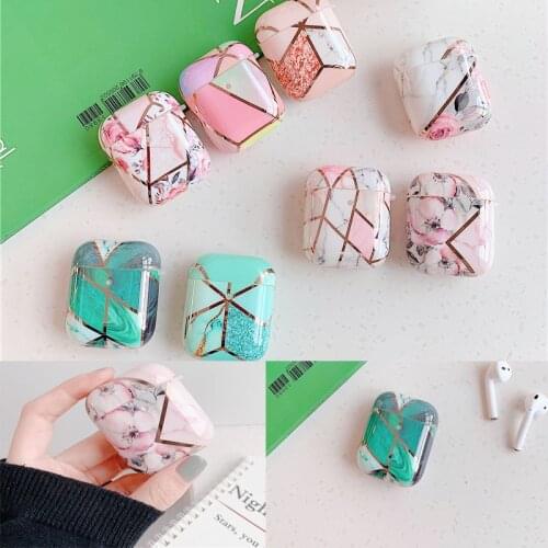 Electroplated Marble Cases For Apple Airpods 1/2 Protective Bluetooth Wireless Earphone Cover For Apple Air Pods Box Bags
