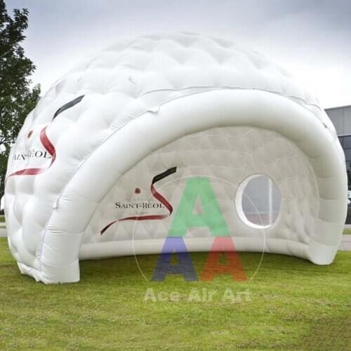 Giant white Golf shape inflatable Igloo dome tent,bar canopies for Trade show event with clear window and free logo