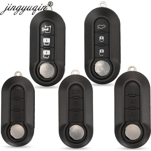 Jingyuqin 2/3BTN Remote Car key Shell Case For Fiat 500 Panda Punto Bravo Ducato Peugeot Boxer Citroen Jumper Auto Uncut Blade