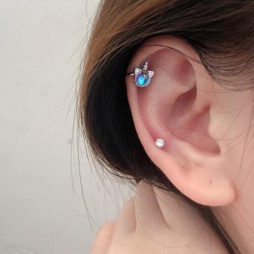 Clip Earrings Colorful Unicorn For Women Zircon Crystal No Pierced Simple Fashion Korean Punk New Student Lady Jewelry BOYULIGE