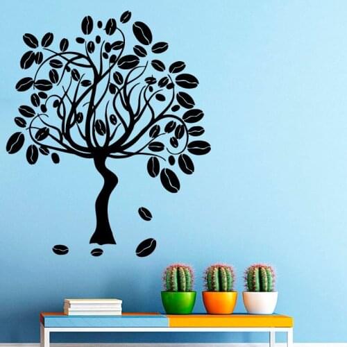 Coffee Bean Trees Wall Decals Home Decoration Living Room Bedroom Murals Wall Sticker Self Adhesive Wallpaper