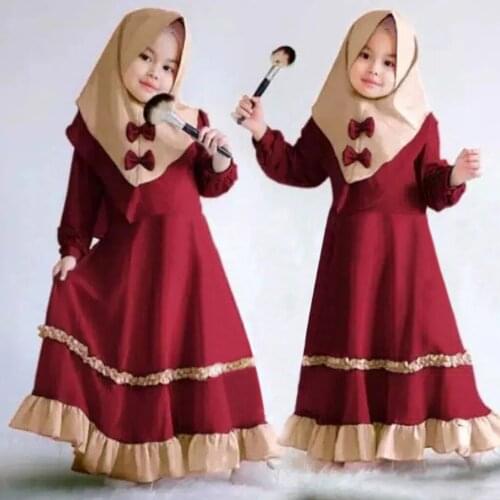 Toddler Baby Sets 2020 Summer Kid Girl Ramadan Muslim Abaya Dubai Robe Traditional Clothing Dress Baby Girl Clothes