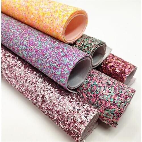 A4 sheet solid color Shiny Chunky Glitter Fabric Leather For Earring Bows 1498