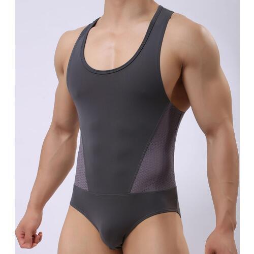 Brand Sexy Undershirt leotard Men bodysuit body stocking sexy jumpsuit wresting Undershirts shapes men club jumpsuit singlet