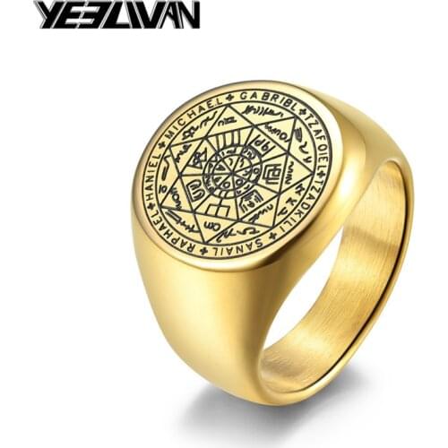 New Punk Heptagram Rings Men Spirit Star Titanium Steel Ring Vintage Guardian Stars Stainless Steel Biker Mens Rings HipHop