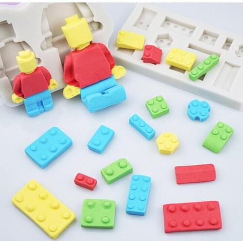 New building blocks silicone mold DIY fondant cake mold chocolate jelly dry Pez mold baking utensils