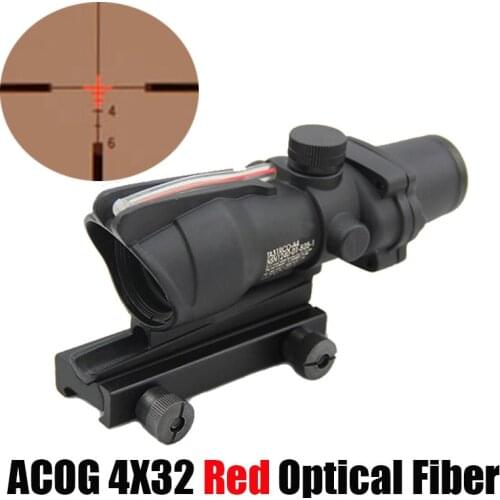 ACOG 4x32 Scope Fiber Source Optic Tactical Red Fiber Riflescope Reflective Coating Weaver 4x Magnifier Hunting Scope
