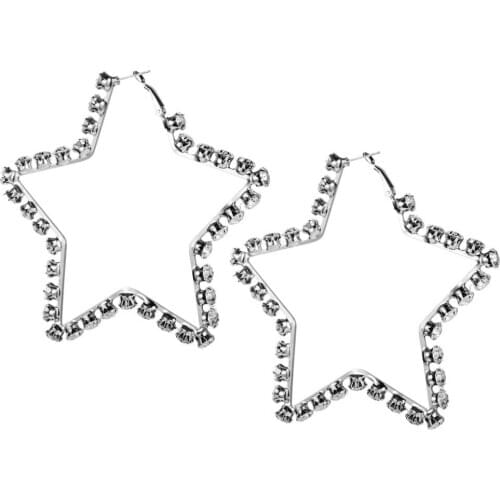 Originality Five pointed star Earrings Women Jewellery Crystal Hyperbole Rhinestone Copper New pattern circle charm 2020