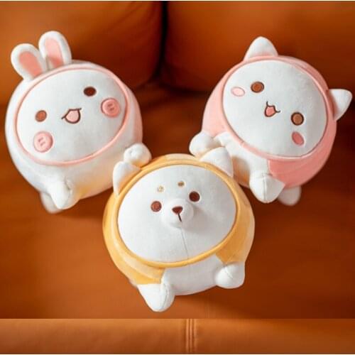 Plush Animal Body Pillows Cute Rabbit Cat Dog Toy Kawaii Sleeping Cushions Soft Stuffed Cartoon Dolls for Kids Birthday Gift