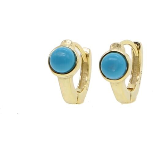 Drop shipping Lead&Nickel Small Circle Earrings Paved blue cz gold colors delicate mini cute minimalist cz earring 925 silver